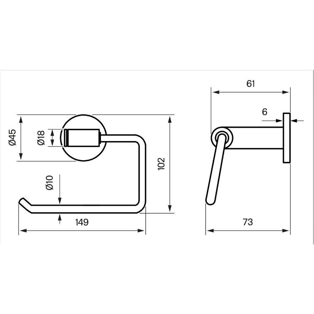 Technische tekening van de Tapwell TA235 Toiletpapierhouder