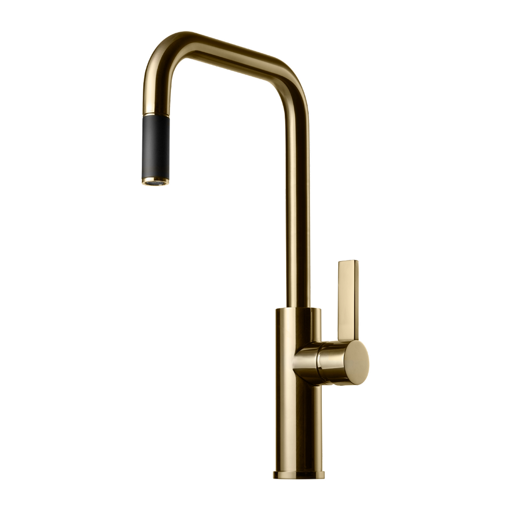 Tapwell ARM985 Keuken kraan met uittrekbare slang  in Polished Brass/ Gepolijst Messing afwerking